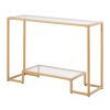 2-Tier Glass Console Table, Modern Rectangle Sofa Side Table with Tempered Glass Top and Iron Legs