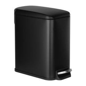 Slim Bathroom Trash Can, 11.4 x 5.71 x 10.7 Inch Small Bedroom Trashcan with Step Pedal & Soft Close Lid