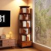 (UPGRADED) Rotating Bookshelf, 360 Display Corner Bookshelf for Small Space, 6 Tier Bookcase Storage Rack with Wheels