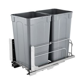Pull-Out Trash Can, 27 QT x2 Double Under Mount Kitchen Waste Container, Heavy Duty Garbage Recycling Bin with Door Kit and Soft Close Slide