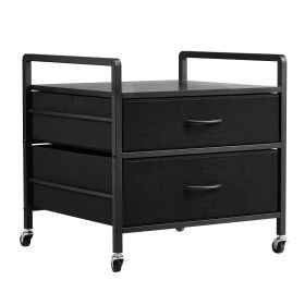 Mini Fridge Stand with Storage, 176 lb-Capacity Mini Fridge Table with 2 Drawers & 4 Swivel Wheels, Mobile Mini Fridge Shelf