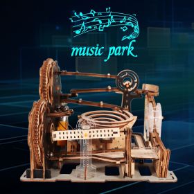 Electric 3D Wooden Puzzles Marble Run Model Kits  Brain Teaser Puzzle DIY handmade Christmas gift(Without battery)