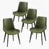 Dining Chairs 4PCS, Modern Kitchen & Dining Room Chairs, Upholstered Faux Leather Cushion Seat and Sturdy Metal Legs