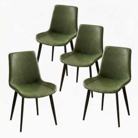 Dining Chairs 4PCS, Modern Kitchen & Dining Room Chairs, Upholstered Faux Leather Cushion Seat and Sturdy Metal Legs