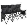 Portable Folding Bench, 4 Seat Foldable Soccer Bench with Side Pockets and Carrying Bag, Lightweight Sideline Seating with Back Rest for Football