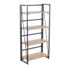 Dakota Contemporary Bookcase in Black Painted Metal and Natural Wood by