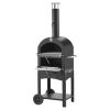 Outdoor Pizza Oven, 12" Pellet Fire Ovens, 2-Layer Pizza Oven Wood Fired, Wood Burning Outdoor Pizza-Oven with 2 Removable Wheels