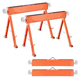Saw Horses, 2 Pack Folding Work Horses, 1323 lbs Load Capacity Sawhorse with Heavy Duty Legs, All-Metal Portable Saw Horse with Non-Slip Foot Pads
