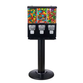 Commercial Vending Machine, Triple Compartment Candy Dispenser with Iron Stand, Gumball and Candy Machine for Business