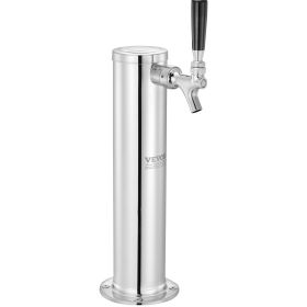 Kegerator Tower Kit, Single Tap Beer Conversion Kit, Stainless Steel Keg Beer Tower Dispenser with Dual Gauge CGA320 Regulator & D-System Keg Coupler