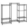 Heavy Duty Clothes Rack, Rolling Clothing Garment Rack with 4 Hang Rods & 8 Storage Tiers, Adjustable Custom Closet Rack