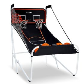 Foldable Basketball Arcade Game, 2 Player Indoor Basketball Game, Home Dual Shot Sport with 5 Balls, 8 Game Modes, Electronic Scoreboard