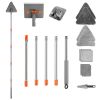 2 In 1 Baseboard Cleaner Mop Wall Cleaner Mop With Squeegee Extendable Long Handle 8 Reusable Fiber Flannel Chenille Mop Pads 360° Rotatable Convex De