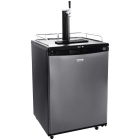 Beer Kegerator, Single Tap Draft Beer Dispenser, CO2 Cylinder, Drip Tray & Rail, 32 Fahrenheit - 75.2 Fahrenheit Temperature Control, Holds 1/6, 1/4
