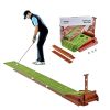 Golf Putting Mat, 2 Hole Indoor Golf Putting Green, Wrinkle-Free Golf Training Aid, Mini Golf Set with Auto-Ball Return, Alignment Guide, 3 Ball