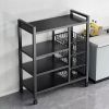 Kitchen mobile storage rack, 4-layer carbon steel 3-mesh basket storage rack with universal sliding wheels
