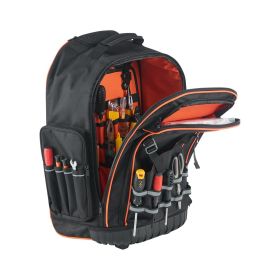 Rolling Tool Backpack, 110 lbs Load Capacity, 72 Pockets Heavy Duty Roller Tool Bag on Wheels, Adjustable Telescoping Handle & Stable Base