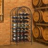 35 Bottle Wrought Iron Wine Rack Cabinet with Lock, Black
