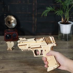 3D Wooden Puzzle Model Building Kit Mechanical Rubber Band Gun Toy DIY Brain Tearer Birthday Gift