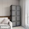 506QT 4-Pack Transparent Stackable Storage Bins with 5 Doors to Open with Wheels