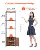 5 Tier Corner Shelf with LED Light, 65.4" Tall Corner Bookshelf with Storage Cabinet