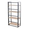 Dakota Contemporary Bookcase in Black Painted Metal and Natural Wood by