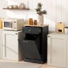 Free Standing Kitchen Trash Bin Cabinet, Black, Trash Can Holder with Drawer