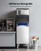 Commercial Ice Maker Machine, 300LBS/24H Ice-Making Machine with 300LBS Stainless Steel Storage Bin