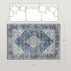 4x6 Area Rug, Vintage Washable Rug, Non-Slip Floor Carpet for Living Room, Bedroom, Dining Room, Blue