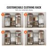 Heavy Duty Clothes Rack, Rolling Clothing Garment Rack with 4 Hang Rods & 8 Storage Tiers, Adjustable Custom Closet Rack