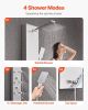 Shower Panel Tower System with Rainfall Shower Head, LED, 49 in Brushed Stainless Steel Shower Column, 4-Function Faucet