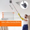 2 In 1 Baseboard Cleaner Mop Wall Cleaner Mop With Squeegee Extendable Long Handle 8 Reusable Fiber Flannel Chenille Mop Pads 360° Rotatable Convex De