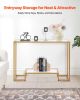 2-Tier Glass Console Table, Modern Rectangle Sofa Side Table with Tempered Glass Top and Iron Legs