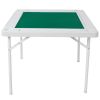 Square Folding Card Table, Mahjong Table with Green Felt,Chip Trays and Cup Holders, Portable Domino Tables for 4 Players