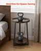 End Table, 2-Tier Round Side Table with Open Storage Shelves, Modern Nightstand Bedside Desk with USB & AC Charging Port