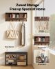 Coat Rack with Shoe Bench, 3-in-1 Shoe Coat Rack Combo Set with Hooks and Bookshelf, Steel Frame Hall Tree Entrance Storage Organizer Holder for Entry