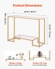 2-Tier Glass Console Table, Modern Rectangle Sofa Side Table with Tempered Glass Top and Iron Legs
