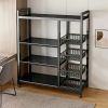 Kitchen mobile storage rack, 4-layer carbon steel 3-mesh basket storage rack with universal sliding wheels