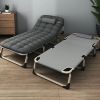 Heavy duty folding bed, camping bed with flip-up mattress (mattress included), portable guest bed, suitable for teenagers, adults, travel, garden