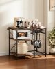 Kitchen Bakers Rack, 35.4 inch Width Bakers Rack, Kitchen Stand with X-Shaped Support Bar, 5 S-Shaped Hooks, Multi-Layer Storage Shelf