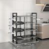 Kitchen mobile storage rack, 4-layer carbon steel 3-mesh basket storage rack with universal sliding wheels