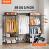 Heavy Duty Clothes Rack, Rolling Clothing Garment Rack with 4 Hang Rods & 8 Storage Tiers, Adjustable Custom Closet Rack