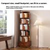(UPGRADED) Rotating Bookshelf, 360 Display Corner Bookshelf for Small Space, 6 Tier Bookcase Storage Rack with Wheels