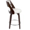 Cecina Mid-Century Modern Counter Stool with Swivel in Cherry and White Faux Leather by - Set of 2