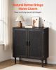 Rattan Cabinet, Rattan Storage Cabinet with 2 Magnetic Doors and Adjustable Shelves