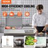 Refrigerated Condiment Prep Station, 130 W Countertop Refrigerated Condiment Station, with 1 1/3 Pan & 4 1/6 Pans, 304 Stainless Body and PC Lid