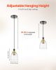 1-Light Pendant Light, 2 Pack, Kitchen Island Lights with Clear Glass Shade & Hanging Cord, Black and Gold Finish, Adjustable Height