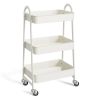 3/4-layer practical mobile trolley, metal movable storage rack, with lockable casters