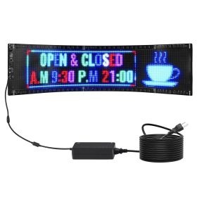 Programmable LED Sign, P5 Full Color LED Scrolling Panel, DIY Custom Text Animation Pattern Display Board (size: 8 x 32 inch)
